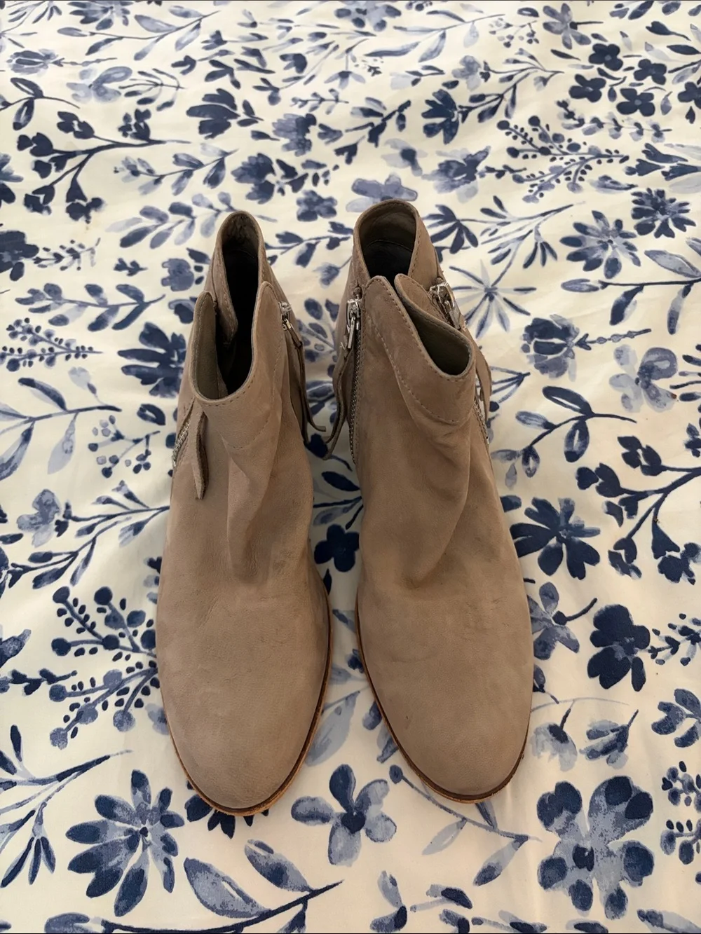 Sam Edelman Taupe Suede Side-Zip Ankle Booties